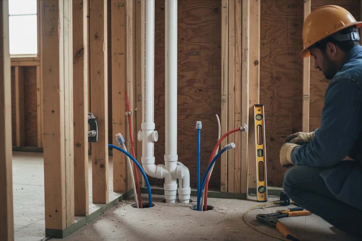 Drain and supply rough-in during Toilet Repair and Installation in Belding
